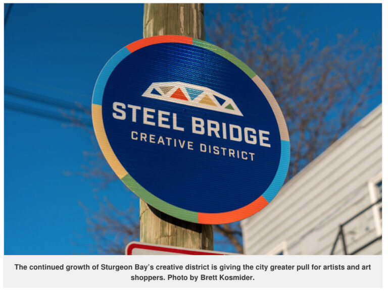 sturgeon bay steel bridge creative district sign
